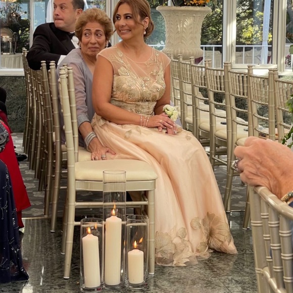 Beautiful Champagne Embroidered Mother of The Bride Evening Dress - Picture 5 of 7